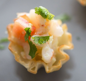 phyllo cocktail and mocktail combos - shrimp ceviche bites