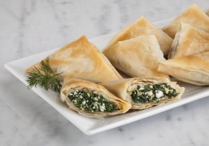 valentine's day - Spanakopita triangles on plate