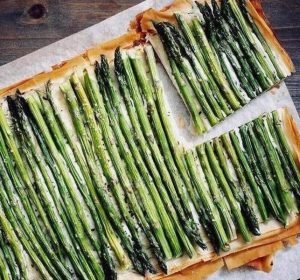 valentine's day - asparagus ricotta phyllo tart