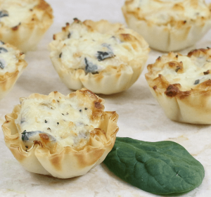 spinach & phyllo- Creamy Chicken Spinach Cups