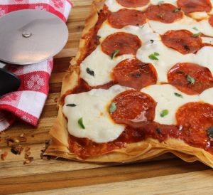 phyllo pepperoni pizza