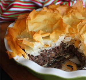 spiced meat pie with phyllo crust - tourtiere