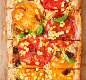 summer tart with tomatoes, corn and bacon - essential recipe