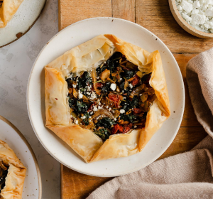 kale, sundried tomato and artichoke galette